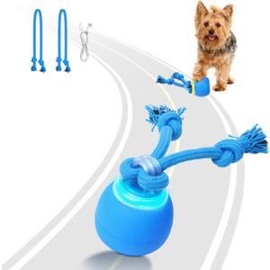 Interactive Dog Toys, Moving Dog Ball with Touch Activated, Active Rolling Ball for Puppy and Medium Dogs, Squeaky, USB Rechargeable (Blue)