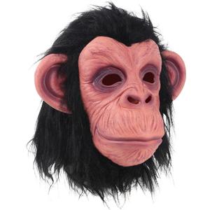 Monkey Mask Latex Full Head Animal Black Chimp Mask for Halloween Costume Party, Large