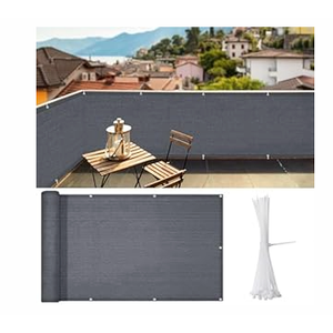 iCover 3x10ft Balcony Privacy Screen Fence, UV-Resistant Railing Fencing Cover for Porch Deck Patio Garden Backyard, Cable Zip Ties Included, Dark Grey
