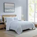 Nautica - Twin Quilt Set, Reversible Cotton Bedding with Matching Sham, Casual Home Decor for All Seasons (Coleridge Stripe Light Blue, Twin)