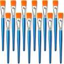 1 inch Flat Paint Brushes for Acrylic Painting,12 Pieces Large Synthetic Paint Brushes Bulk with Wooden Handle for Acrylic, Watercolor, Oil, Crafts, Face Body Art Robin
