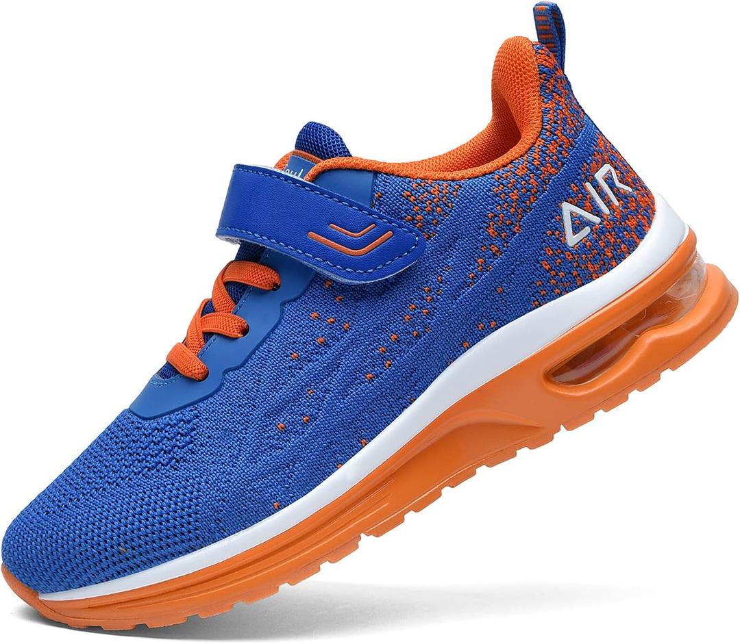 PERSOUL Kids Shoes for Boys Girls Children Tennis Sports Athletic School Running Sneakers (4 Big Kid, Blueorange)