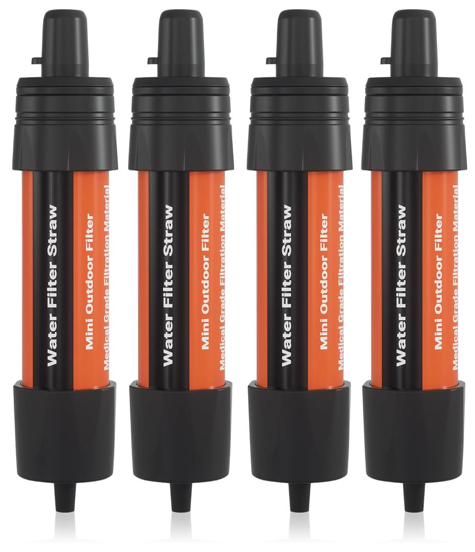 2 x 4 Pack Water Filter Straw - Portable, Compact, Multipurpose Water Purification Device for Emergency Kits, Outdoor Activities, Camping, Travel