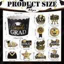 FoldTier 96 Pcs 2026 Graduation Cupcake Liners and Cupcake Toppers Graduation Baking Cups with Picks Grad Black Gold Class of 2026 Party Supplies Mini Cake Decorations