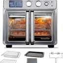 TomaChef 26QT French Door Air Fryer Toaster Oven Combo, 15 Cooking Functions including Rotisserie, and Digital Controls, 30 Recipes & 5 Accessories, Stainless Steel Finish, Medium