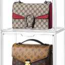 HBlife 2 Pack Purse Storage Organizer for Closet, Large Clear Stackable Handbag Display Case Box with Magnetic Door for Collectibles, Cosmetics, Women Heels and Toys