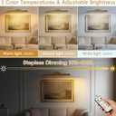 Picture Light for Wall, 5000mAh Rechargeable Cordless Wall Light,15.8'' Dimmable 3 Color Temperatures Magnetic Poster Light with Controller and Timer for Gallery, Living Room, Hallway（Gold）