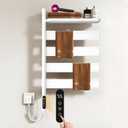 Swivel Heated Towel Rack, Wall Mounted Electric Towel Warmer Rack, 4 Square Bars Towel Dryer with Tray, Towel Heater with LED Timer and Temperature Control for Home, Bathroom (G69-White)
