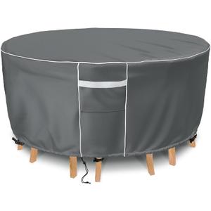 Gasadar Outdoor Round Patio Table Cover Waterproof, Round Patio Furniture Cover Outdoor for Table and Chairs,600D Heavy Duty, 72" Dia x 28" H, Grey