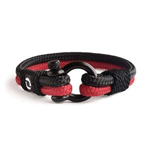 Mens Rope Bracelet - Stainless Steel Black Shackle, Extremely Durable and Scratch Resistant Waterproof Paracord, Handmade, Nautical Wristband for Men B-2-9 Pack of 3