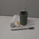 PROBTTL Glass Water Bottles 64 oz, Half Gallon Glass Water Bottle with Straw, Silicone Sleeve, 2 Lids - Handle Spout & Bamboo Straw Lid (Olive)