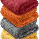 VitalCozy 4 Pcs Soft Fleece Baby Blankets Set 30" x 40" 3D Plush Warm Nursery Swaddling Bed Blanket Little Boys Girls Infant Toddlers and Newborn Receiving Gifts Blankets(Orange Set)