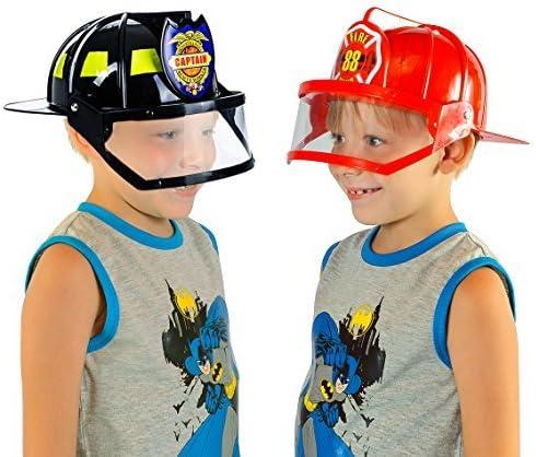 Tigerdoe Fireman Costume - 2 Pack Hard Helmets - Fireman Helmet - Firefighter Hats - Fireman Accessories (Black and Red)