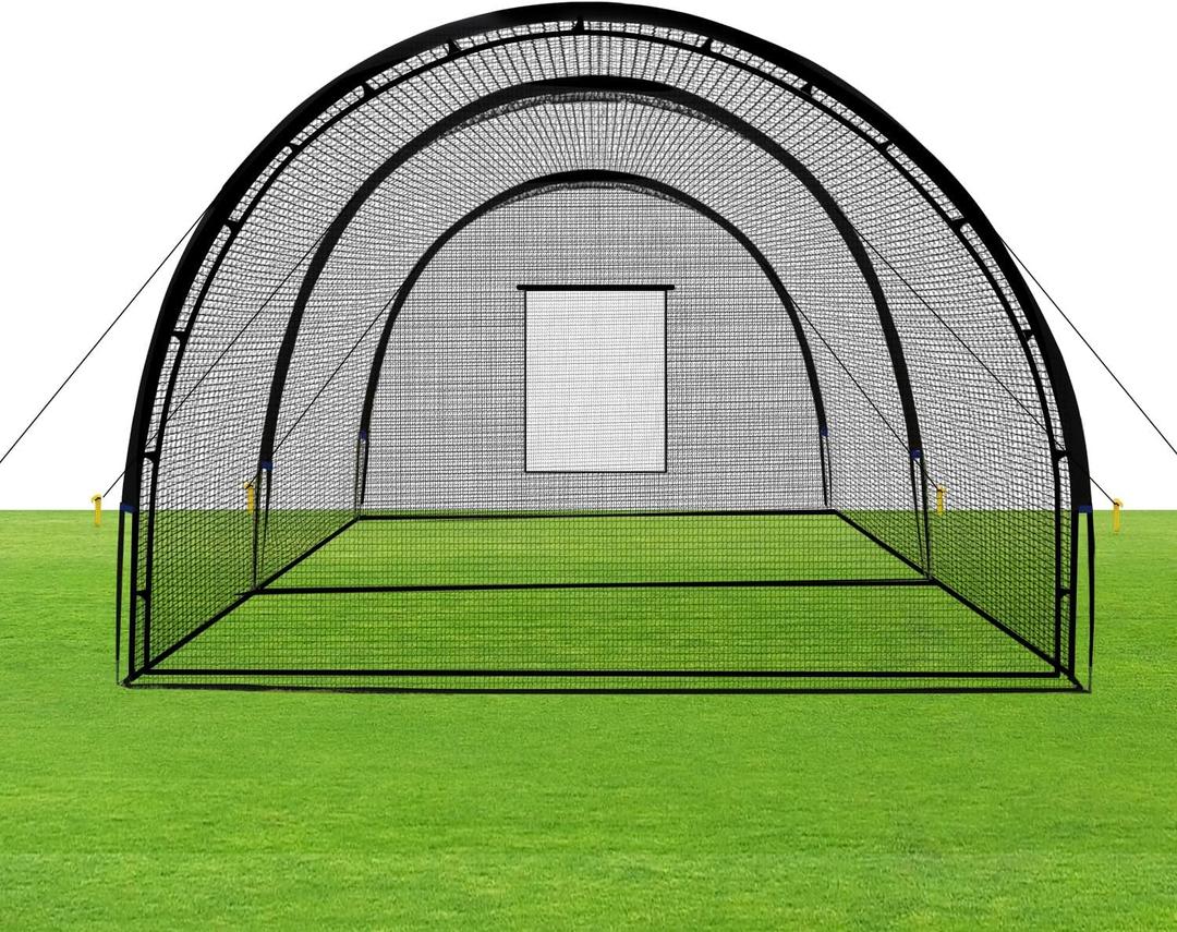 Baseball Batting Cage Net Batting Cages for Backyard Portable Pop Up Cage for Baseball and Softball with Pitching Machine Hole and Detachable Door (22 x 12 x 7 Feet)