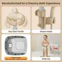 Baby Shower Stand, Anti-Slip Bath Stand for Infants & Toddlers, with Stool, Water Scoop & Shampoo Cap, BPA-Free ABS, White Beige