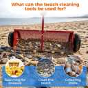 Beach Cleaning Tools, Used for Beach Cleaning and Beach Treasure Hunting, 28-inch Wide Basket-Shaped with Wheels, Beach Sand Cleaning Machine, Suitable for Beach Camping and Family Activities