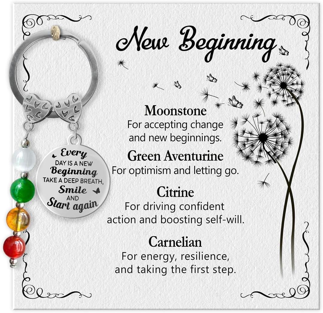 2 x Retirement Birthday Gifts for Woman - Crystals Key Chains Women Cute, Farewell Gift for Coworker Nurse Teacher, Graduation Divorced New Beginnings Gifts for Women, Healing Crystals Self Care Gift
