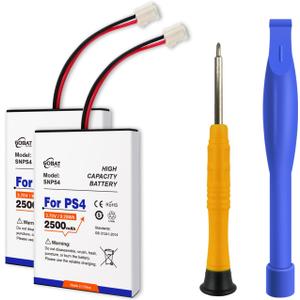 2pcs PS4 Controller Battery,2500mAh High Capacity (2015 and Before) Old Version Big Flug Compatible for PlayStation 4 CUH-ZCT1E CUH-ZCT1H CUH-ZCT1H/B CUH-ZCT1H/R CUH-ZCT1U with Repair Tools
