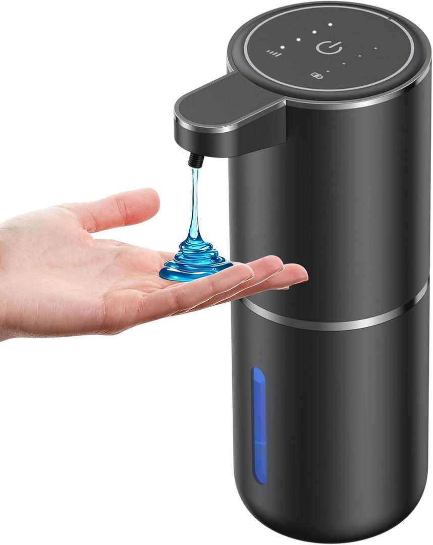 Automatic Soap Dispenser with Sensor, Rechargeable Wall Mount Touchless Soap Dispenser, 4-Level Adjustable, IPX5 Waterproof, 380ml Liquid Soap Dispenser for Bathroom, Kitchen