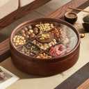 12" Wooden Serving Tray with Lid, 360° Rotating Snack Try, 9 Compartments, Platter Organizer for Snacks, Candy, Nuts, Chips, Tray for Party, Family Dinner for Mom