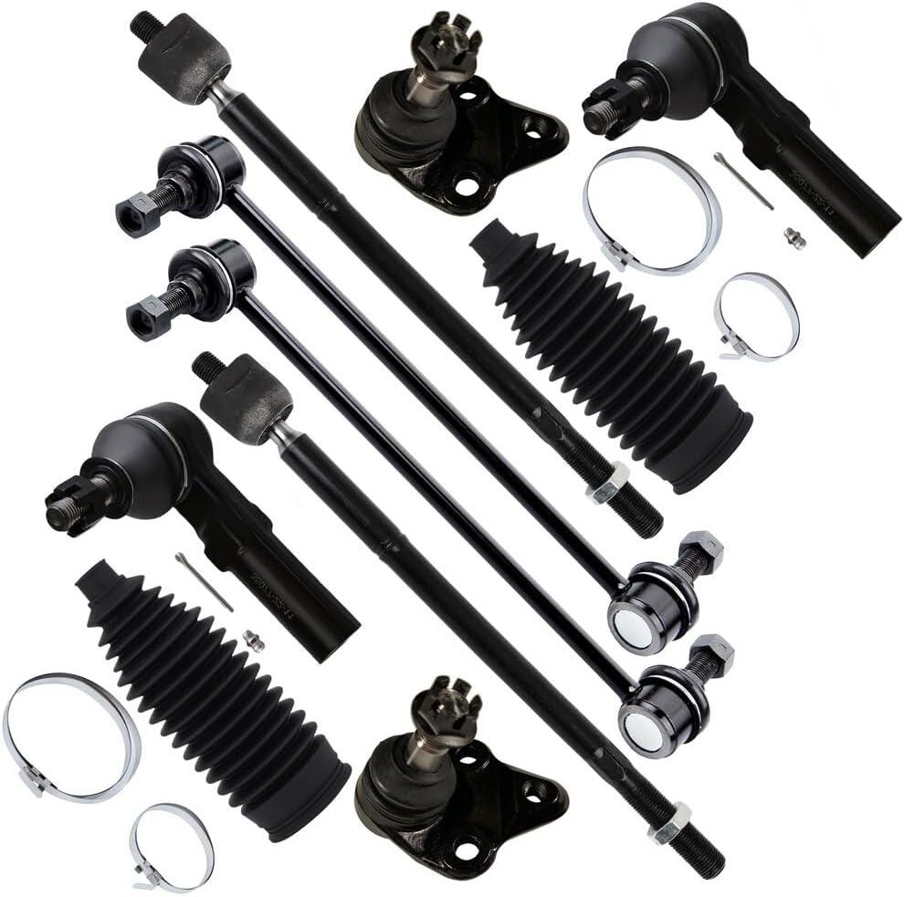 SCITOO 10pcs Front Suspension Kit Lower Ball Joint Inner Outer Tie Rod End w/Boot Sway Bar End Link Replacement for 2009-2019 for Toyota Corolla
