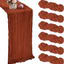 6 Pack Terracotta Cheesecloth Table Runner 35x120 Inch Gauze Rustic Boho Burnt Orange 10FT Cheese Cloth Table Runner for Wedding Party Decor Baby Shower Decoration