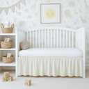 Cottington Lane Ivory Crib Skirt Dust Ruffle, Soft & Durable Nursery Crib Toddler Bedding Skirt for Baby Girls or Boys, Fits Standard Cribs 28" x 52" with 14" Drop, Classic Ruffled Design