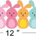 72 Feet Easter Bunny Carrot Bulletin Board Borders Pink Rabbit Borders Trim for Spring Bulletin Board Wall Decoration (Bunny)