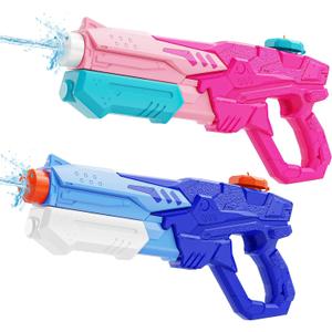 600cc Water Gun for Kids Squirt Gun Water Squirter Pool Toys 2 Pack | Water Blaster, Pink&Blue Powerful Long Range Watergun, Pool Beach Outdoor Summer Fight Toys, for Adults Boys Girls