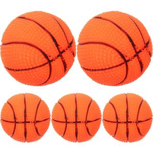 LOGOFUN 5pcs Squeaky Dog Ball Latex Rubber Pet Toys Basketball Shape Puppy Chew Toy for Small Middle Animal Interactive Accessories