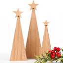 3 pcs Wood Christmas Tree Decoration Farmhouse Table Centerpiece Neutral Brown Christmas Tabletop Decation Nativity Scene Accessories