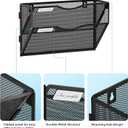 Marbrasse Wall File Holder 2-Tier Hanging Wall File Organizer, Mesh Mail Holder for Papers, Wall Mount File Clipboard & Magazine Organizer Great for Office Home (Black)