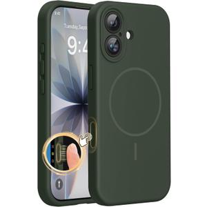 Miracase Magnetic for iPhone 17 Case, Compatible with MagSafe, Integrated Silicone Camera Control Cover, 3.0mm Thicken Shockproof Drop Protection Phone Case for 17,Dark Green