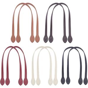 PH PandaHall 10pcs 5 Colors 23.4" Leather Purse Straps, Short Bag Handles Purse Bag Strap with Ear Shape End Holes Bag Making Supplies for DIY Crocheted Bags Purse Wallet Tote Bag Making Repairing