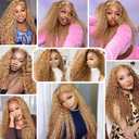 Color #27 Kinky Curly Bundles Honey Blonde Kinky Curly Human Hair 3 Bundle 28 30 32 Inch Unprocessed Brazilian Virgin Remy Hair Weave Double Weft Blonde Hair Soft & Silky & Full 300g