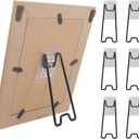 Nirxxiy 6 Pcs Picture Frame Stand, Table top easel, Stainless Steel Picture Holder Stand with Self-Adhesive for 5.9 to 10.2 inch Picture Frame Easel (Black, 5.12 x 2.17)