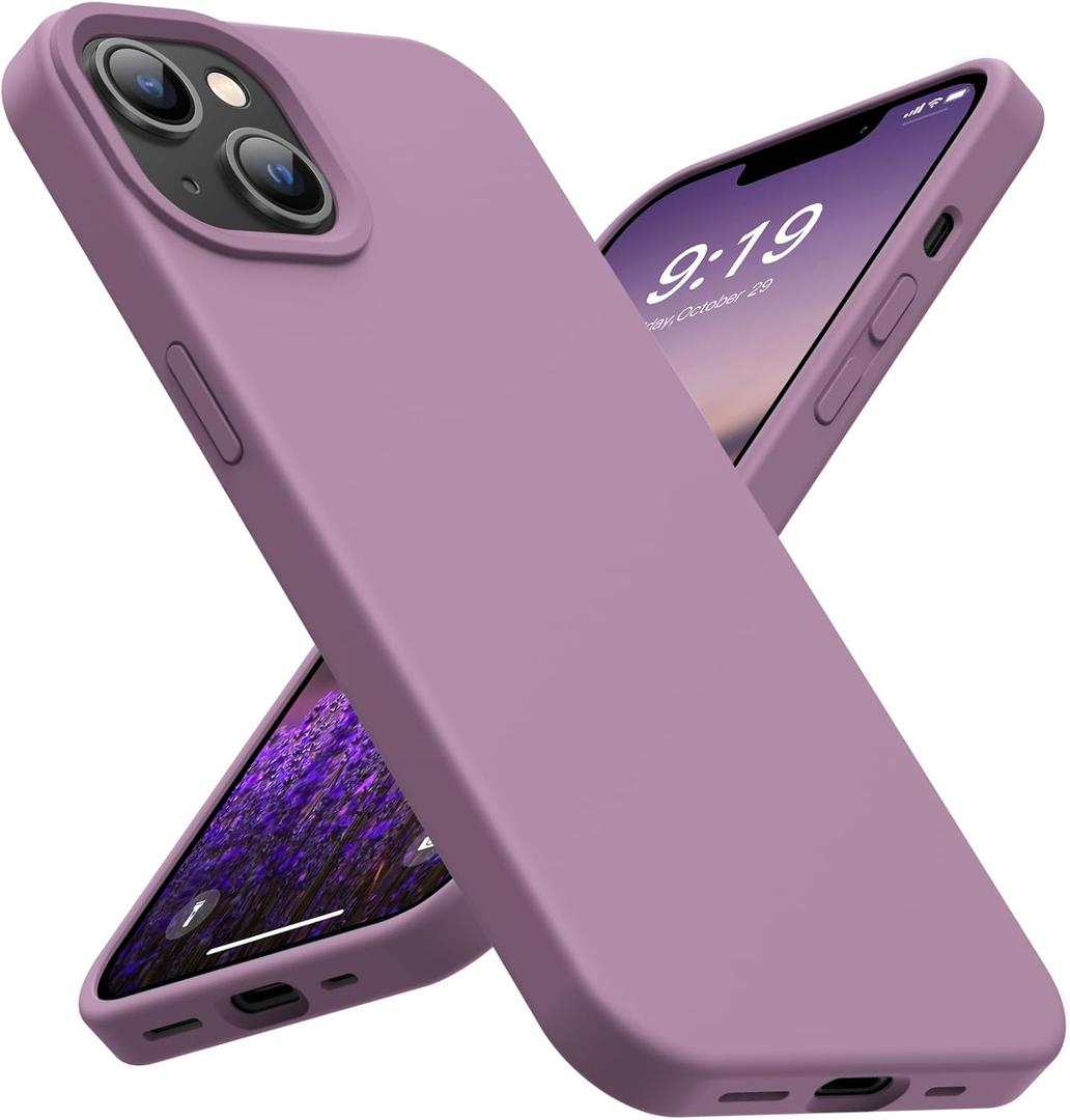 OuXul for iPhone 14 Case, iPhone 13 Case Shockproof Liquid Silicone Protective Phone Case with Soft Anti-Scratch Microfiber Lining Ultra Slim Drop Protection Phone Cover 6.1 inch(Orchid)