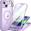 Miracase Glass Series Designed for iPhone 14 Plus Case 6.7 inch, 2023 Upgrade Full-Body Magnetic Clear Case with Built-in 9H Tempered Glass Screen Protector,Compatible with MagSafe,Purple