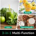 Canoly C16 Cold Press Juicer, 6" Extra Wide Feed Chute, 3-IN-1 Strainers (Juice & Sorbet & Nut Milk), Powerful AC Brushless Motor, Self Precut System, Juicer Machines with BPA-Free (Pearl White)