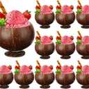 Tioncy 12 Pcs 13.5 oz Coconut Shell Cups Bulk Hawaiian Party Supplies Polished Natural Coconut Bowls Luau Party Favors Tiki Decorations for Cocktail Drinking Smoothie Salad Ice Cream