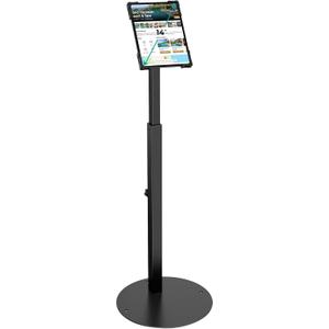 Anti-Theft iPad Kiosk Stand, Adjustable Tablet Floor Stand for Business Retail POS Checkout, Security Display Mount Fits 10-14" iPad Pro 12.9 11 10.9, Galaxy Tab & Surface Pro, 360 Rotating