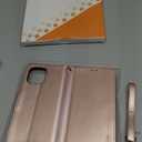 Arae Compatible with iPhone 13 Pro Max Case Wallet Flip Cover with Card Holder and Wrist Strap for iPhone 13 Pro Max 6.7 inch-Rose Gold