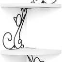 Alsonerbay Floating Corner Wood Shelves, 4 Tier Wall Mounted Rustic Storage Shelf, Cat Shaped Shelving for Wall, Solid Wooden Decor for Living Room, Bedroom, Kitchen, Bathroom, Office White