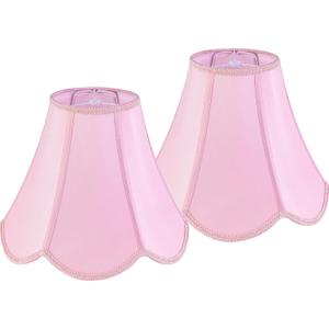 GO&SO 2-Piece Pink Scalloped Lamp Shades, 6" Top x 13" Bottom x 10.6" Vertical Height - Bell Shades for Table & Floor Lamps, Easy Assembly