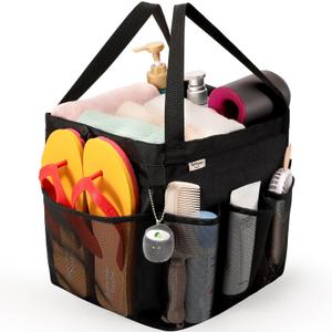 Mesh Shower Caddy Portable, Dorm Room Essentials for College Students, Large Capacity with 8 Pockets Shower Bag for Camping,Swimming,Gym,Travel