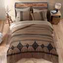 MaiRve Oversized Queen Comforter Set Brown, Embroidery Western Bedding Set Boho 7 Pieces, Farmhouse All-Season Bed in A Bag with Sheets, Pillowcases & Shams