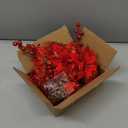 24pcs Christmas Glitter Tree Picks, 12pcs Poinsettias Artificial Flowers and 12pcs Berry Picks Christmas Tree Decorations Ornaments (Red)