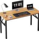 Need Home Office Desk 47 inches Folding Computer Table Workstation No Install, Teak and Black