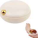 Cute Pill Holder for Purse, Daily Pill Organizer 4 Times a Day, Pill Travel Case, Portable Round Daily Pill Case Dispenser Organizer Containers (Beige)