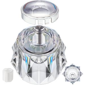 Dreyoo Faucet Handle Compatible with Delta RP17451, Replacement Faucet Handle with Offset Hole for Shower/Tub, 2-1/2'' x 2-1/8'' Knob, Single Knob, Clear Acrylic Finish(2 Pack)